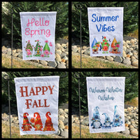 Gnomes Season Garden Flags - Set of 4